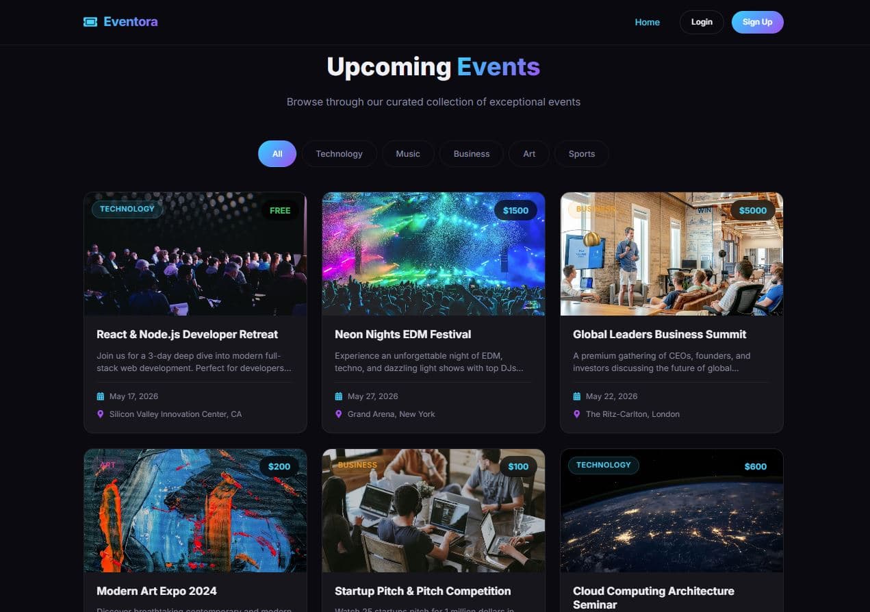 Eventora project preview